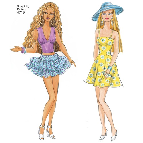 Simplicity 4719 DOLLS CLOTHES Sewing Pattern Sizes 11.5" - 29cms Bridal Party - Picture 6 of 10