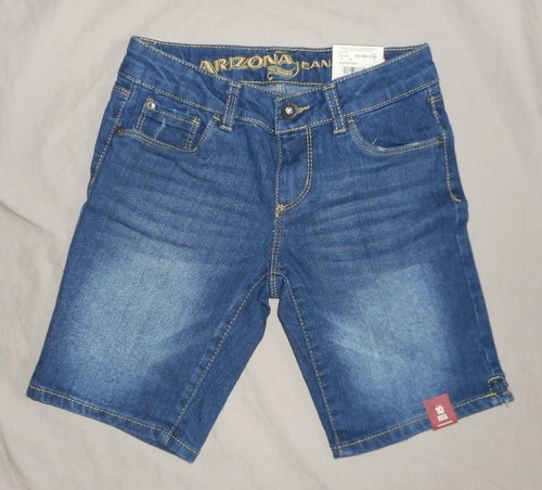 lot 4 Girls sz 10 reg Arizona bermuda shorts ADJUSTABLE WAIST white blue floral - Picture 6 of 7