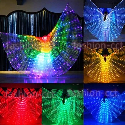 HAND MADE UK Kids Belly Dance LED Wings Glow Light Up Angel dance Isis Wings with Sticks