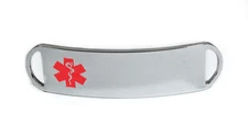 Red Medical Alert ID Tag sold without band and engraving.  Free medical card!