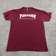 Thrasher Shirt Mens Medium Red White Skateboard Magazine Skater Skating Skate