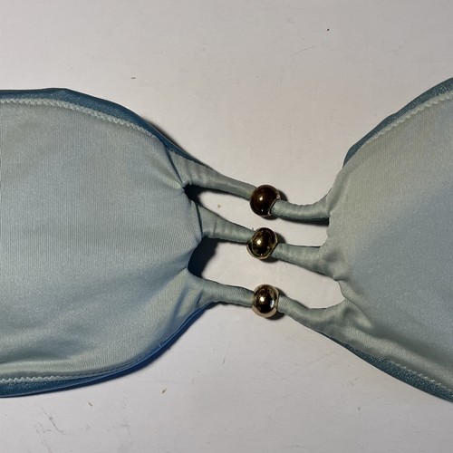 Victoria's Secret Bikini Swim Top Women Small Green Cut Out Beaded Tie Back Sexy - Picture 9 of 11