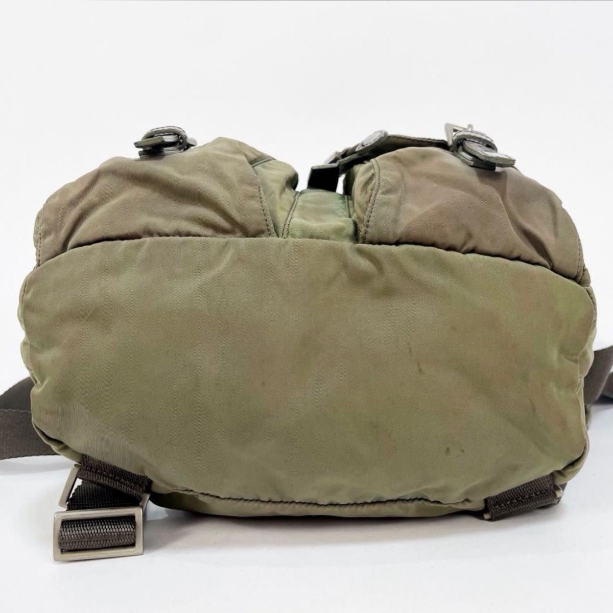 PRADA rucksack backpack triangular logo khaki nyl… - image 5