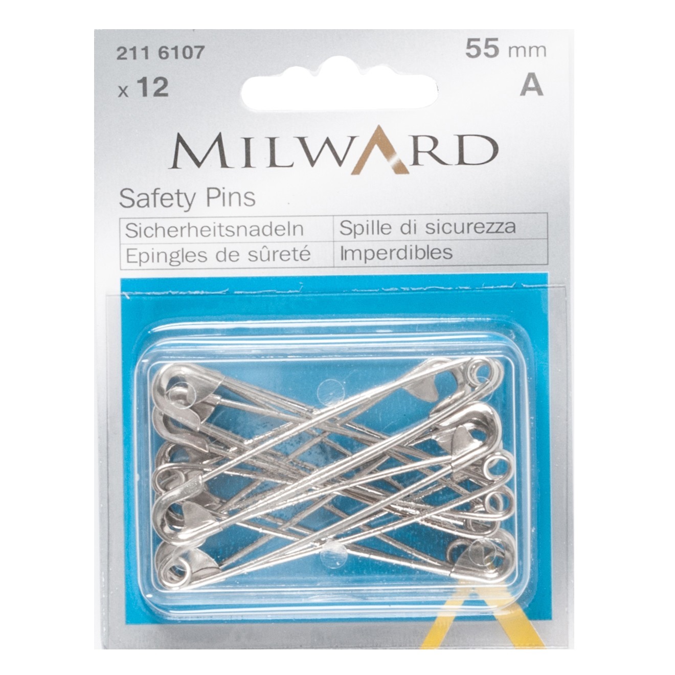 Milward Safety Pins, Steel, 55mm x 12, 2116107