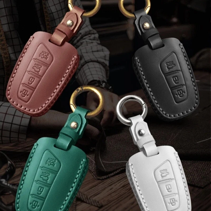 Funda Carcasa Llavero Inteligente Coche Cuero Genuino Para Hyundai Santa Fe Equus Genesis Foto 3 de 4