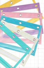 6 Pack - Pencil Binder Pouch for 3 Ring Binder w/ Zipper  Clear Window, Variety