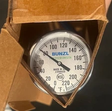 1 BUNZL TEL-TRU 0-220F THERMOMETER 2" DIAL 8" STEM 33271225