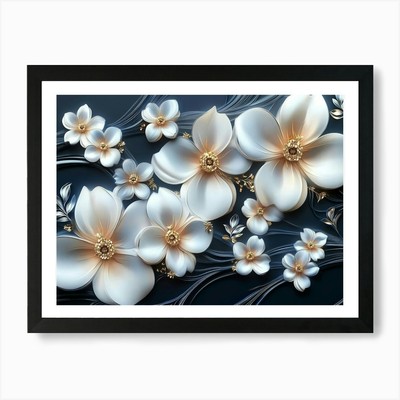 Sophisticated 3d Artwork Design, Wh Framed Wall Art Poster Canvas Print Picture