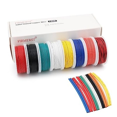 22 Gauge 30 Feet Solid Core Tinned Copper Hook up Wire Kit - 8 30FT 22AWG-8C