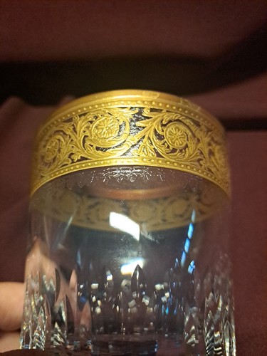 St. Louis Thistle Gold Encrusted Double Old Fashioned Glasses 4" tall - A - Picture 11 of 18