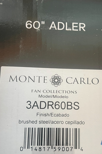 Monte Carlo Fan Company 3ADR60BS Adler Outdoor Fan Brushed Steel P1 - Picture 3 of 3