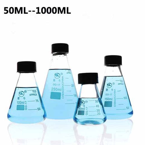 Erlenmeyer flask Laboratory glassware screw solvent 50-1000ml Chemistry GL45 - Picture 4 of 17