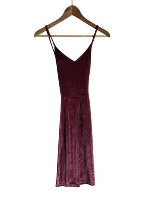 Glory Sunset Burgundy Velvet Spaghetti Strap Dress Party / Special Occasion Sz M