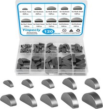 120Pcs Woodruff Key Assortment Kit, 10 Popular Sizes of Half Moon Keys, Metric K