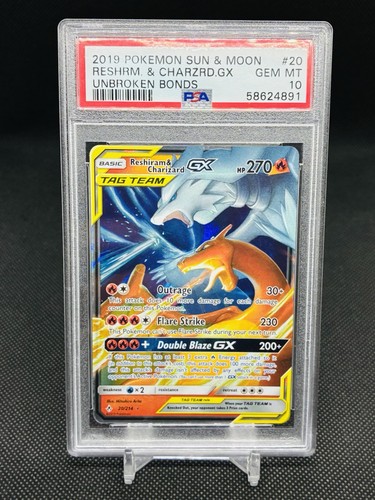 Pokemon Reshiram & Charizard GX 20/214 Unbroken Bonds Holo PSA 10