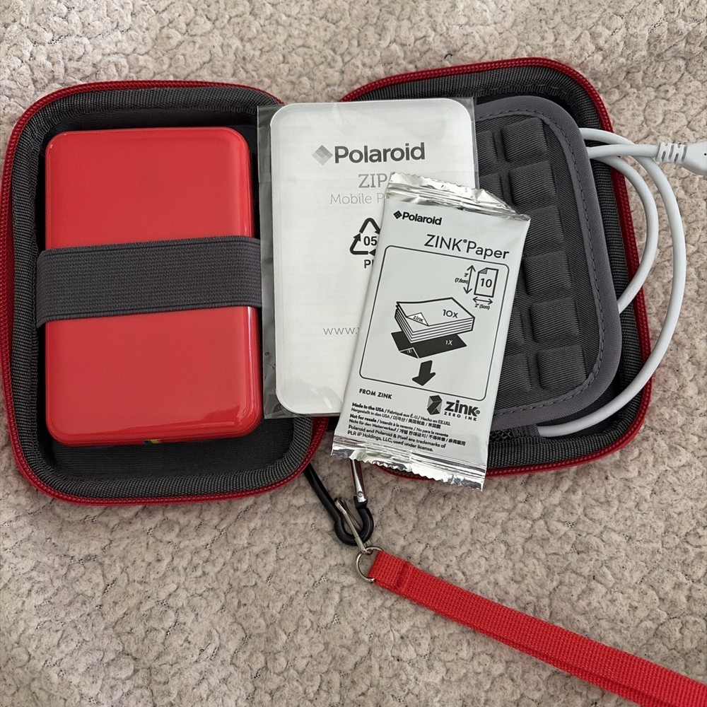 Polaroid Zip Zink Instant Photo Printer Red with Khanka Case