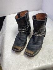 Harley-Davidson Katerina Black Distressed Leather Boots 8.5 Womens D83695 423611