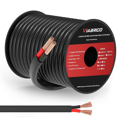 VIABRICO 16 Gauge Wire 2 Conductor Electrical Wire, 16 16AWG-30FT, Red&Black