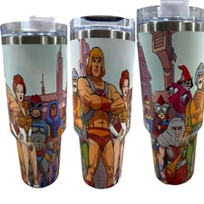 40oz Insulated Stainless Steel Tumbler Handle HE MAN Master Of  Universe Theme.