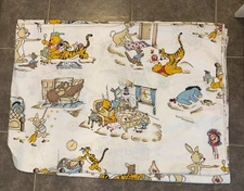 Vintage Disney Winnie The Pooh Twin flat sheet Characters Classic Rare Fabric