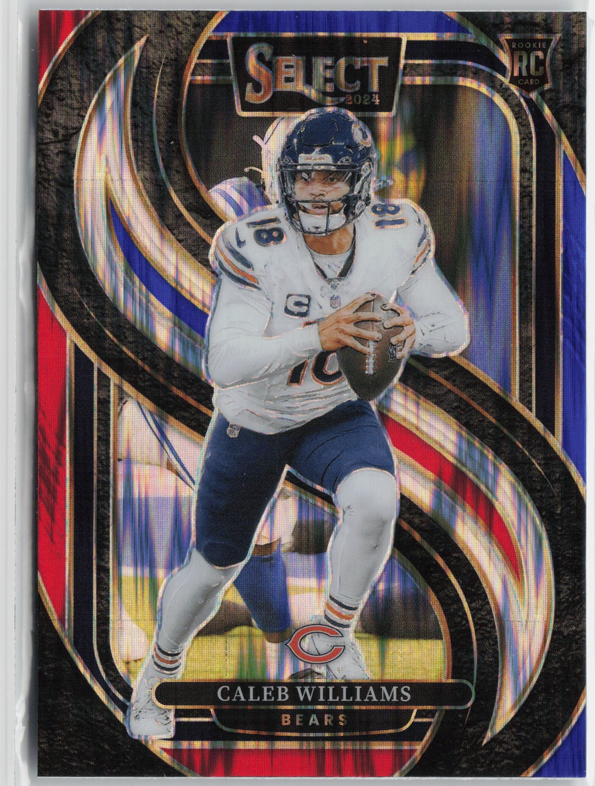 Caleb Williams 2024 Select #114 Premier Level Red & Blue Shock