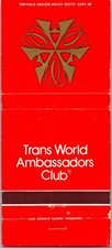 Trans World Ambassadors Club Trans World Airlines Vintage Matchbook Cover MB181
