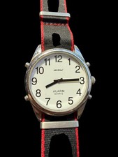 Reizen Alarm Quartz Wristwatch - White Dial, Large Numerals, Black & Red NATO