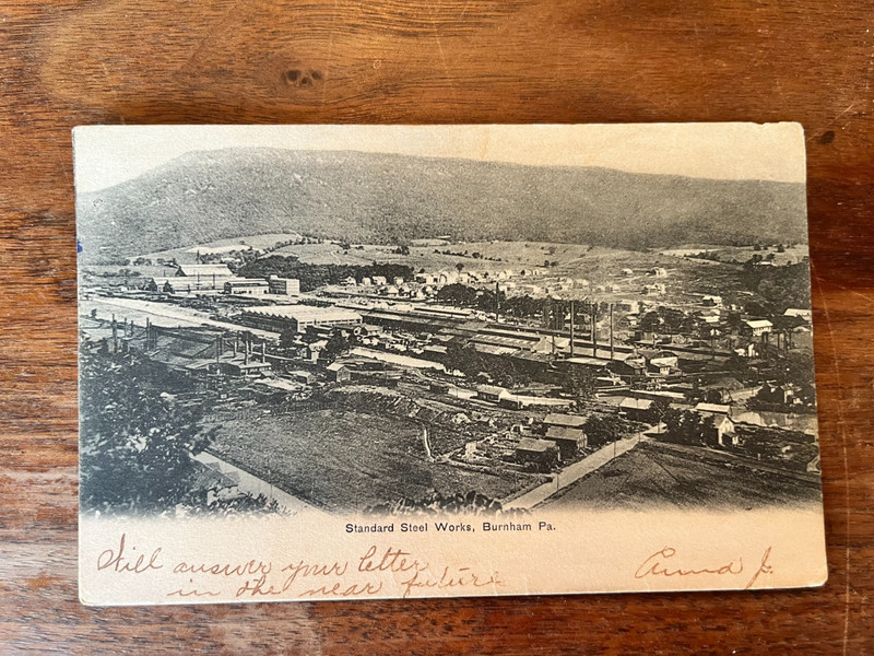 Standard Steel Works Burnham PA Undivided Postcard Gruber Bell Posted 1905
