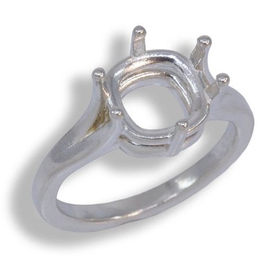 Sterling (8mm - 12mm) Cushion Cathedral Pre-notched Ring Mounting (Size 5 - 11)