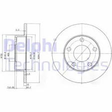 Image of 2x Brake disc solid BG3381 DELPHI for AUDI VW