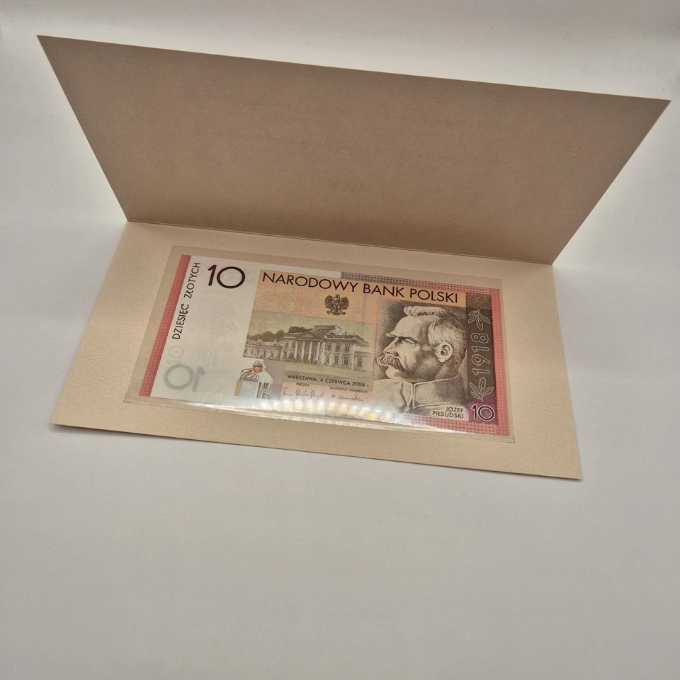 Billete de coleccionista Polonia 10 zlotys 2008 Jozef Pilsudski - Carpeta NBP - UNC Foto 3 de 4