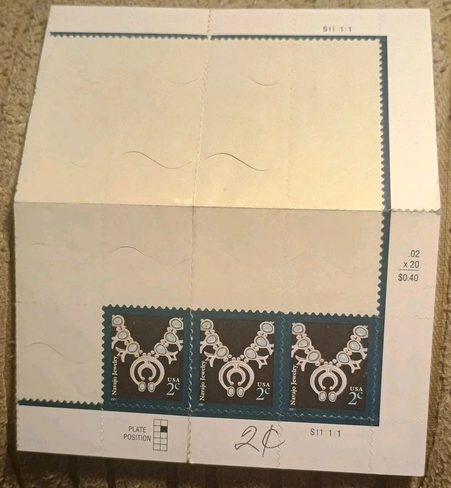 USA Stamps Plate Blocks #3750 ~ 2004 Navajo Jewelry 2c MNH (3) - Image 2 of 3