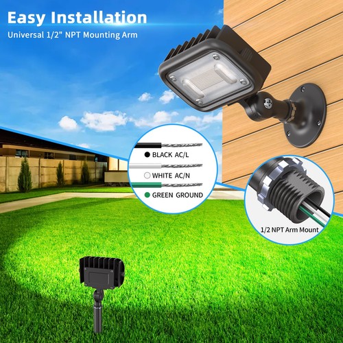 2Pack Knuckle Mount LED Floof Light 30W 5000K Outdoor Security Lighting 100-277V - Picture 5 of 14