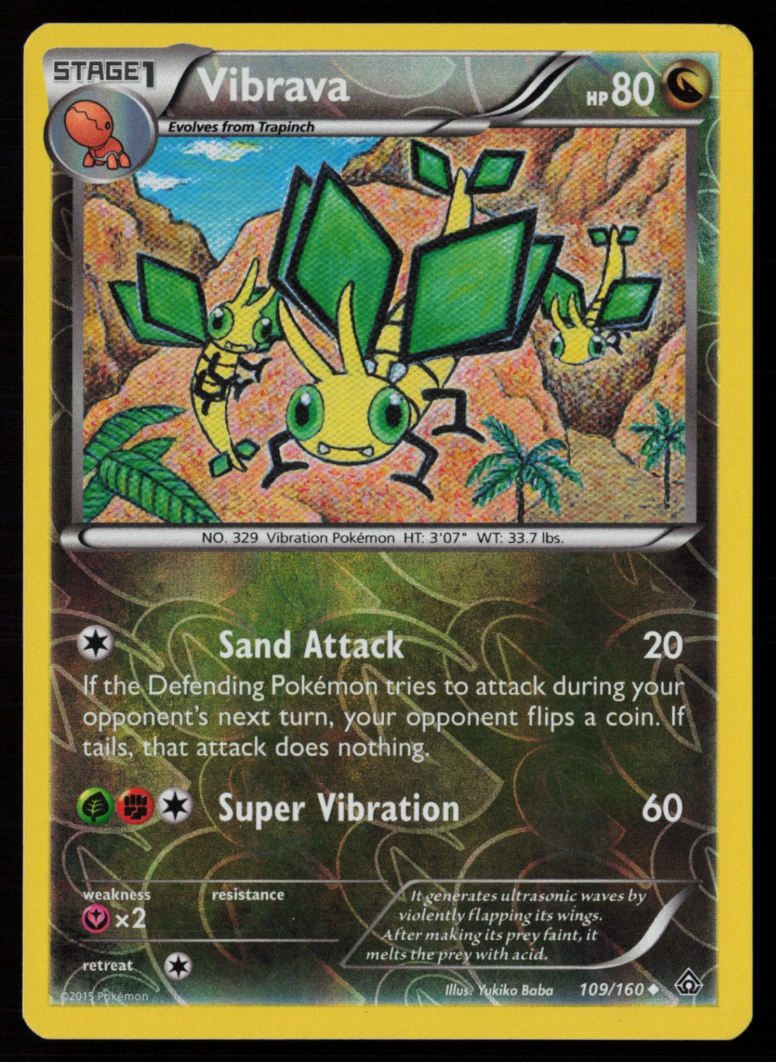 Vibrava 109/160 Reverse Holofoil Pokemon TCG XY - Primal Clash LP