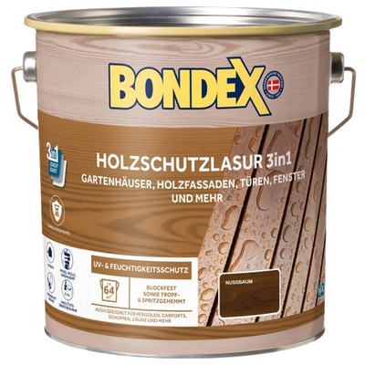 Bondex Holzschutzlasur 3in1 4 L nussbaum  Holzschutzlasur