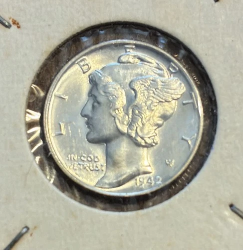 1942 P FSB Mercury 90% Silver Dime Gem BU Lustrous Frosty White