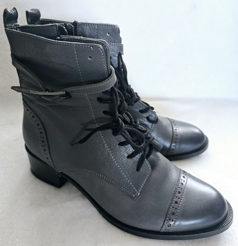 Jones Bootmaker Madie Leather Lace-Up Ankle Boots, Grey Size uk 6/39 Rrp£110