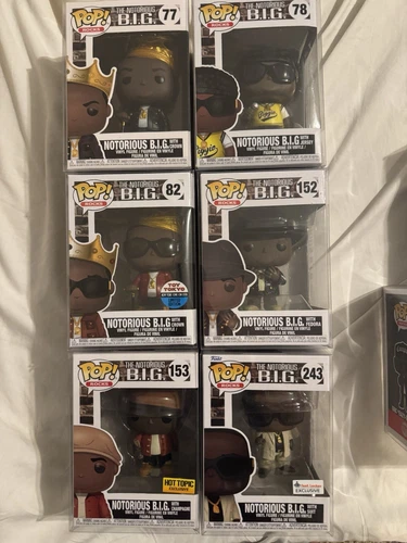 Lot Of 6 Funko Pop! Notorious B.I.G. Collection 77, 78, 82, 152, 153, And 243