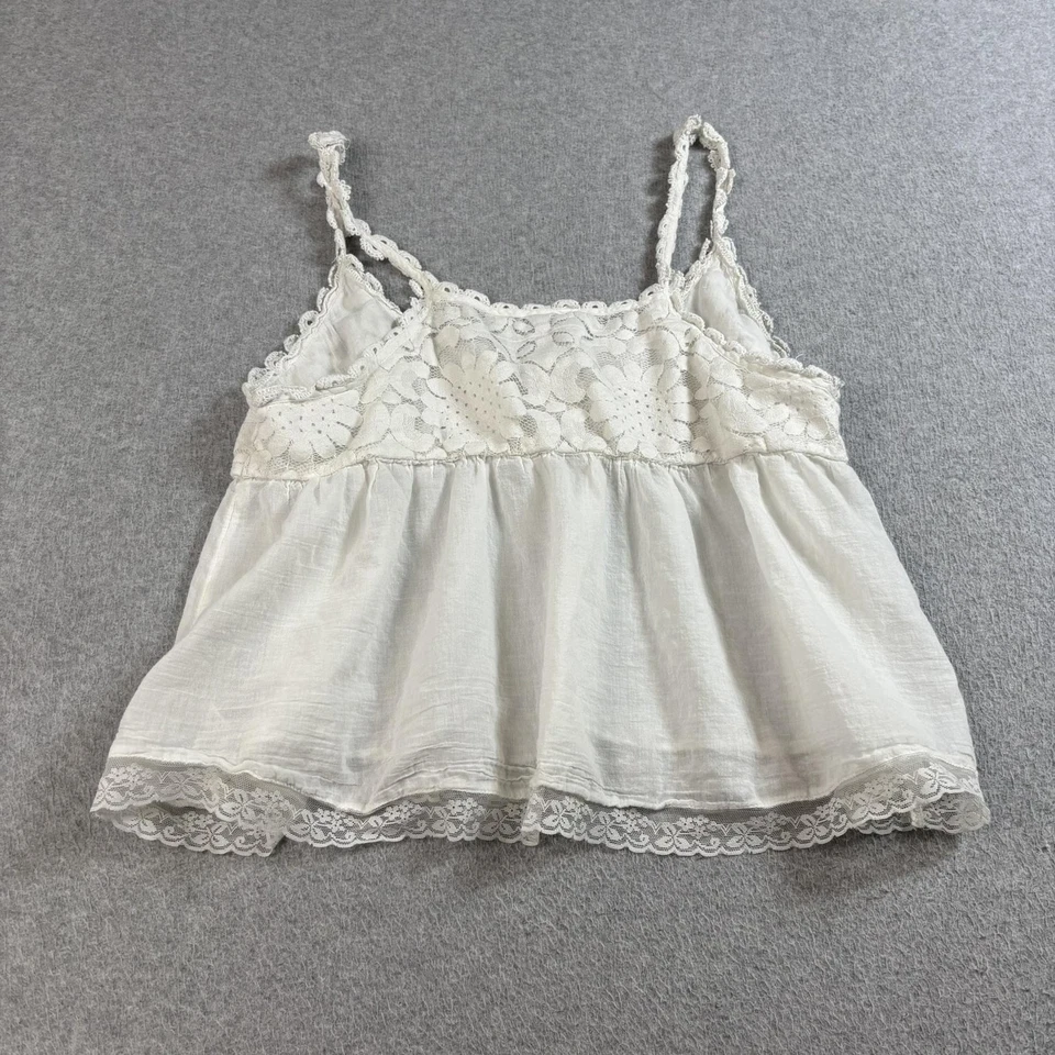 Top cami babydoll de encaje Free People para mujer grande marfil crochet floral ribete boho Foto 2 de 4