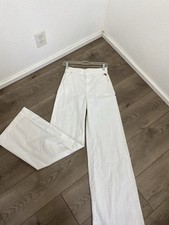 Vintage Levis Juniors Wide Leg S Pants White High Waist Long Lean Flare Boot