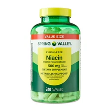 Spring Valley Flush Free Niacin Dietary Supplement Capsules 500 mg, 240 Count