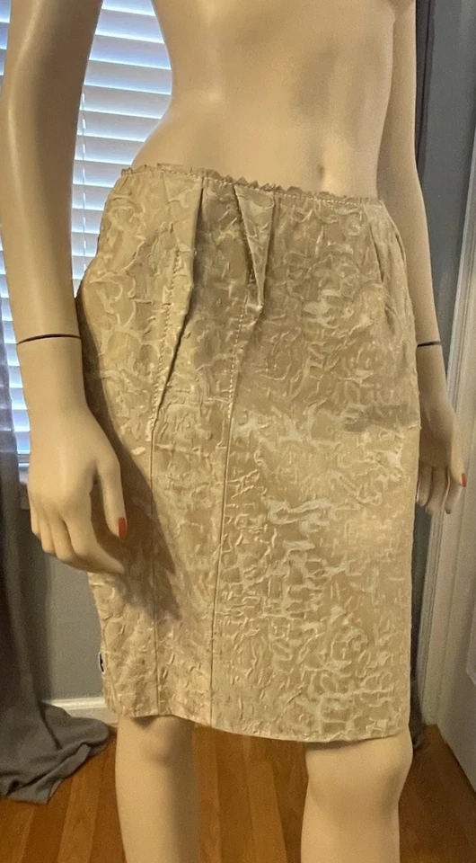 Nueva Falda De Colección Christian Dior Por Galliano Cuero Con Seda Talla 6 Única Rara
