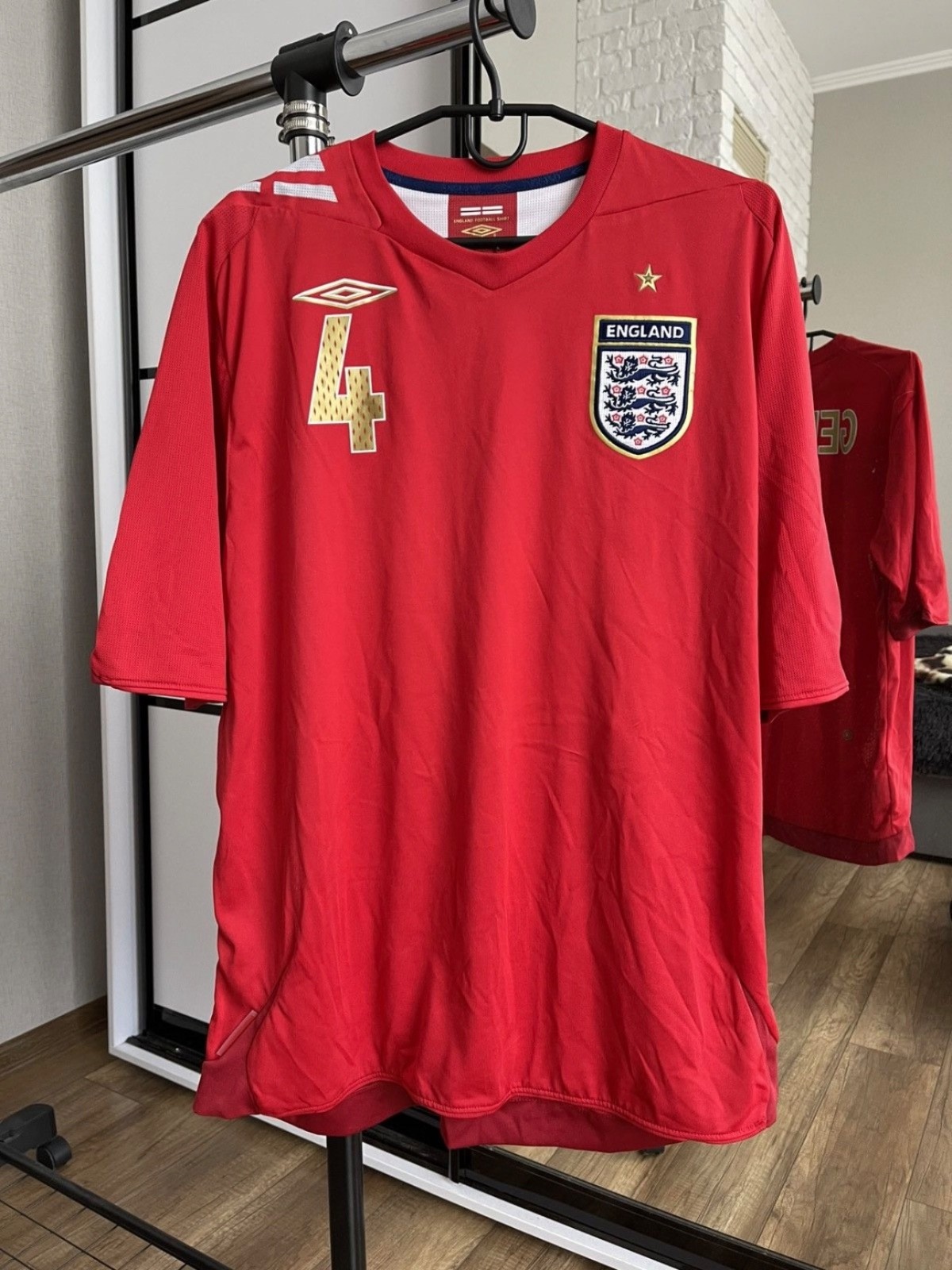 2006/2008 Umbro England Soccer Jersey T-Shirt Vintage Red Gerrard Size XL