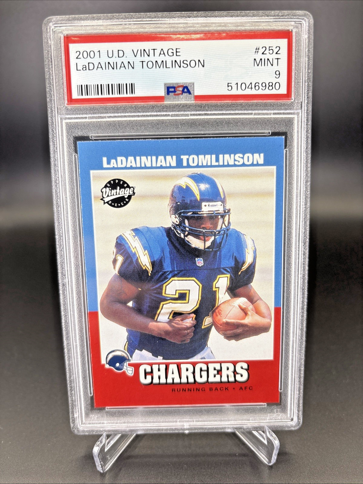 ⚡ LaDainian Tomlinson 2001 Upper Deck Vintage Rookie PSA 9 #252 MINT RC HOF UD view 1