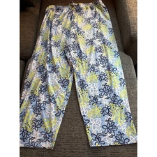 Bobbie Brooks Sleepwear Pajama Pants Women's 3X Floral Print Blue Cotton Blend