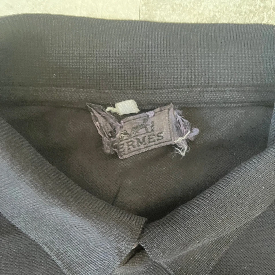 Polo negro vintage Hermès para hombre - talla XL - hecho en Francia Foto 3 de 4