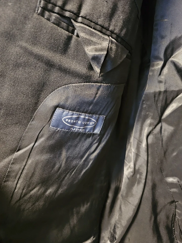 Traje Pronto Uomo Negro 2 Piezas Talla 44L Pantalones 38/31 Foto 3 de 4