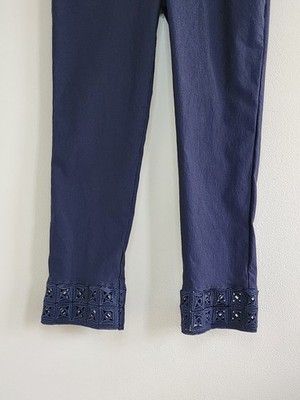 Womens Crochet Trim Capri Pants Size 6R Casual Stretch Comfort Classic Old Money