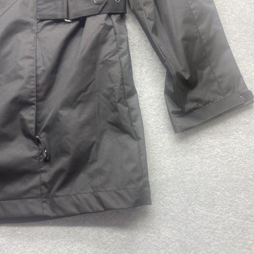 Gerry Rain Overcoat Womens 2XL Black Full Zip Belted Removable Hood Lightweight - Picture 2 of 13