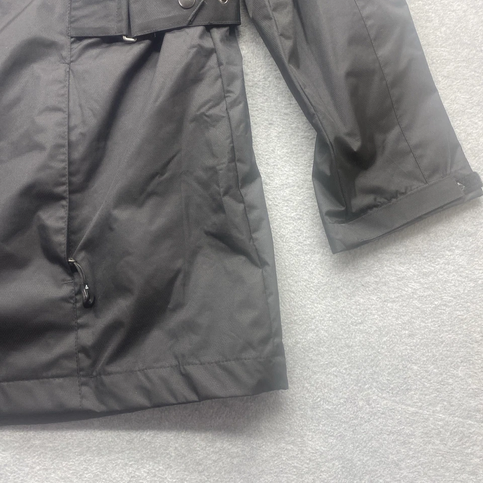 Gerry Rain Overcoat Womens 2XL Black Full Zip Belted Removable Hood Lightweight - Image 2 of 4
